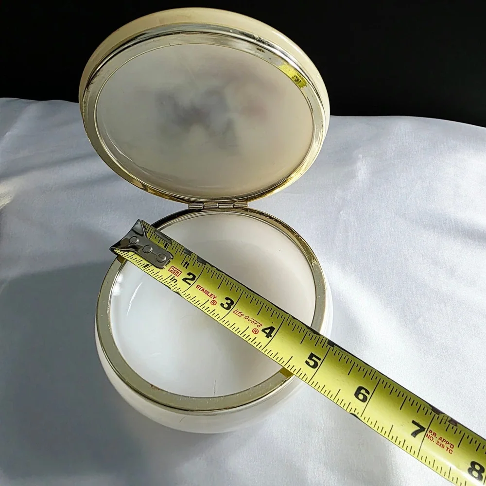 Vintage Italian Alabaster Butterfly Trinket Box Yellow Vanity Jar‎ Keepsake Box